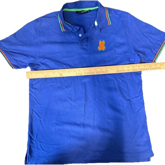 Psycho Bunny Mens Dazzling Blue Twin Tipped Pique Short Sleeve Polo Shirt Size 7 - Picture 4 of 5